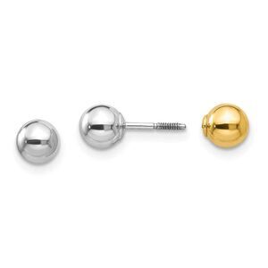 Reversible 5mm Ball Screw Back Earrings in 14k Two-tone Gold